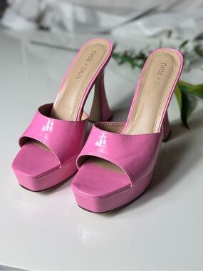 Y2K bratz style Barbie pink Chase + Chloe Vibrant Pink Open-Toe Platforms heels